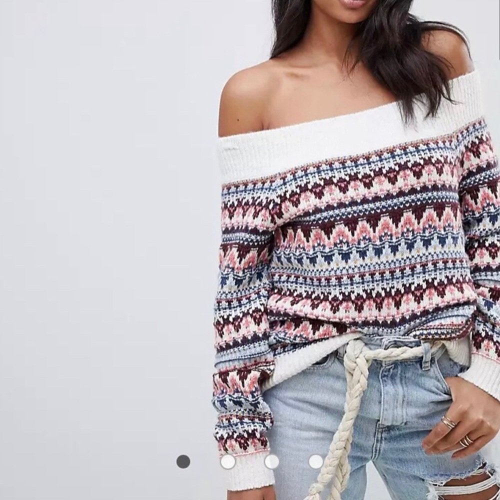 NWT Abercrombie & Fitch Off the Shoulder Fair Isle Sweater
